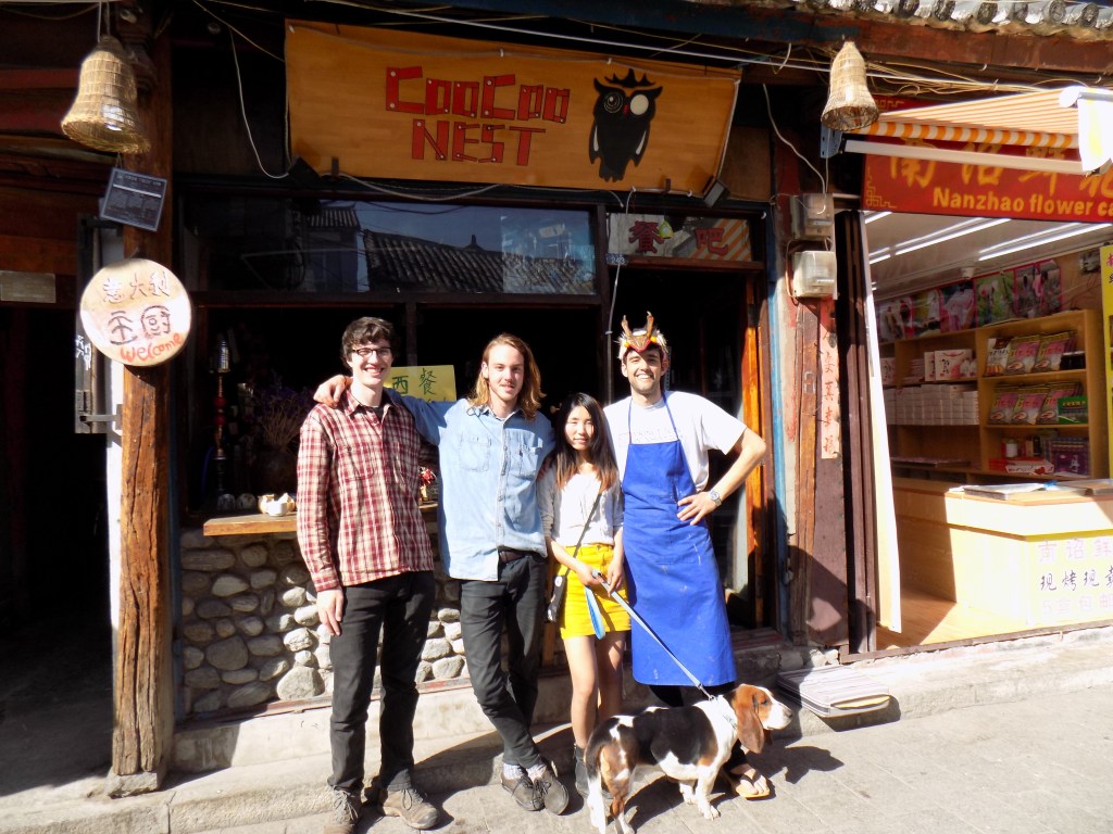 From left: Me, Eamon (an Australian man who spent a week with us), Nicole (our boss, the Coocoo's manager), Chris, and Elephant, the neurotic English-speaking dog.